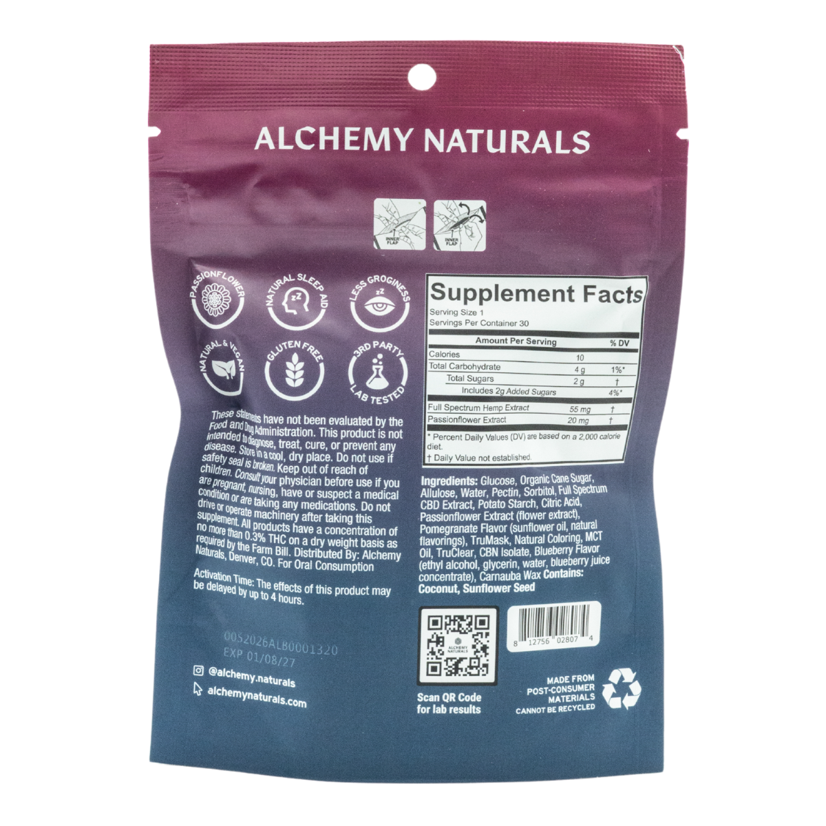 Alchemy Naturals Sleep Double Strength CBD + CBN Gummies