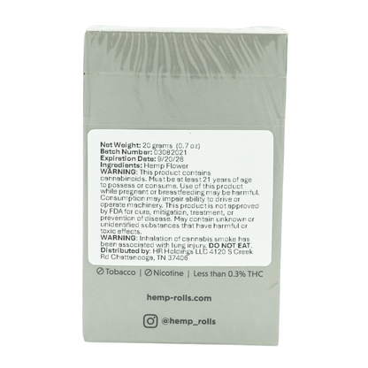 Hemp Rolls Silver CBD Cigarettes 20pk