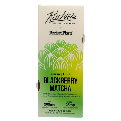 Kushies x Perfect Plant 200mg THC Chocolate Bars - Blackberry Matcha