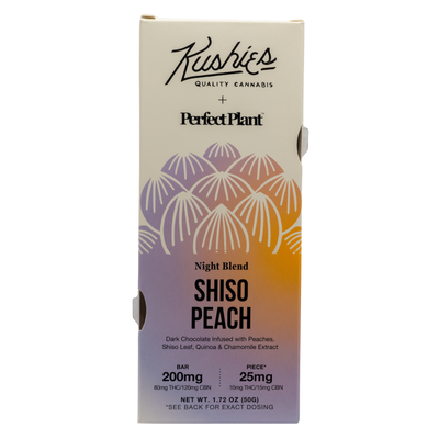 Kushies x Perfect Plant 200mg THC Chocolate Bars - Shiso Peach